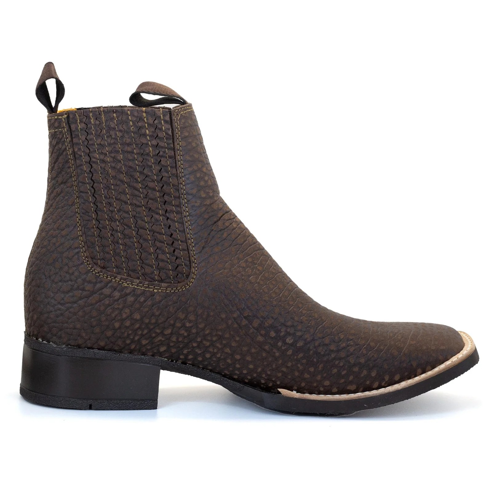 BOTIN EL RANCHERO DE PIEL DE CUELLO DE TORO CAFE