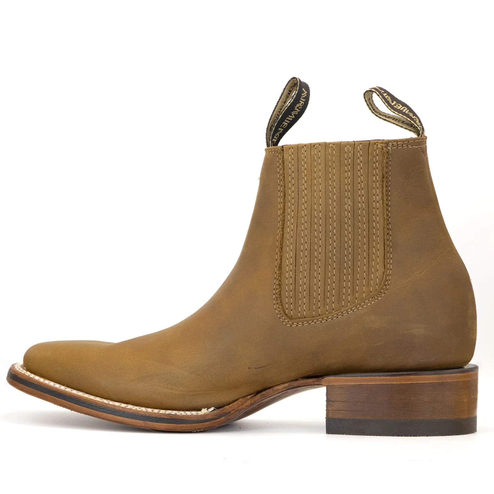 BOTIN ARMENTA CUADRADO CON SUELA DE CUERO CRAZY TANG