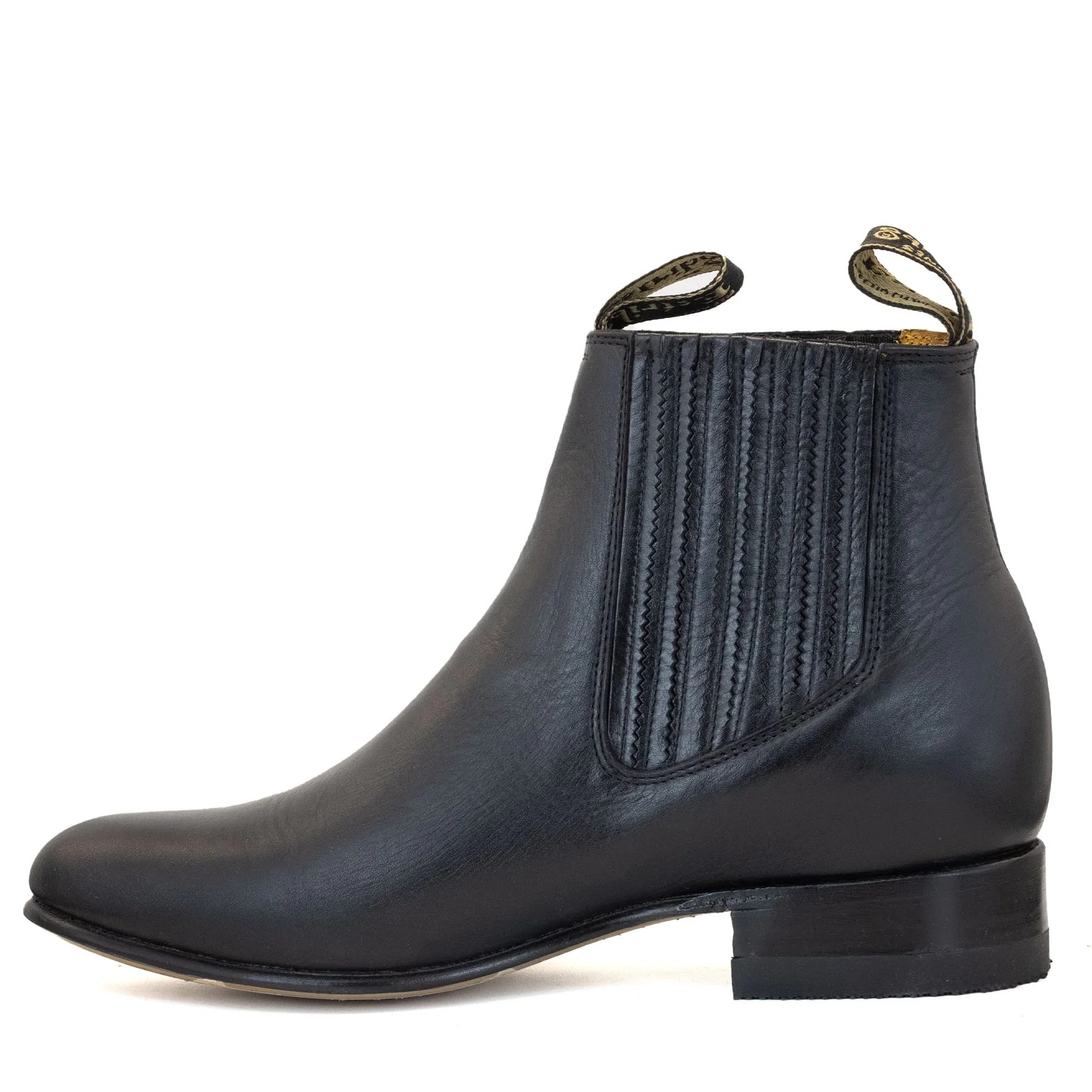 BOTIN ESTRIBO CHARRO SUELA DE CUERO NEGRO