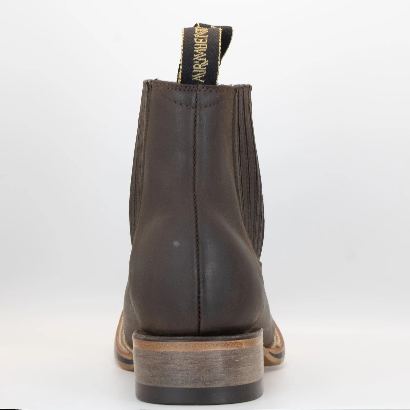 BOTIN ARMENTA CUADRADO CON SUELA DE CUERO CRAZY CAFE