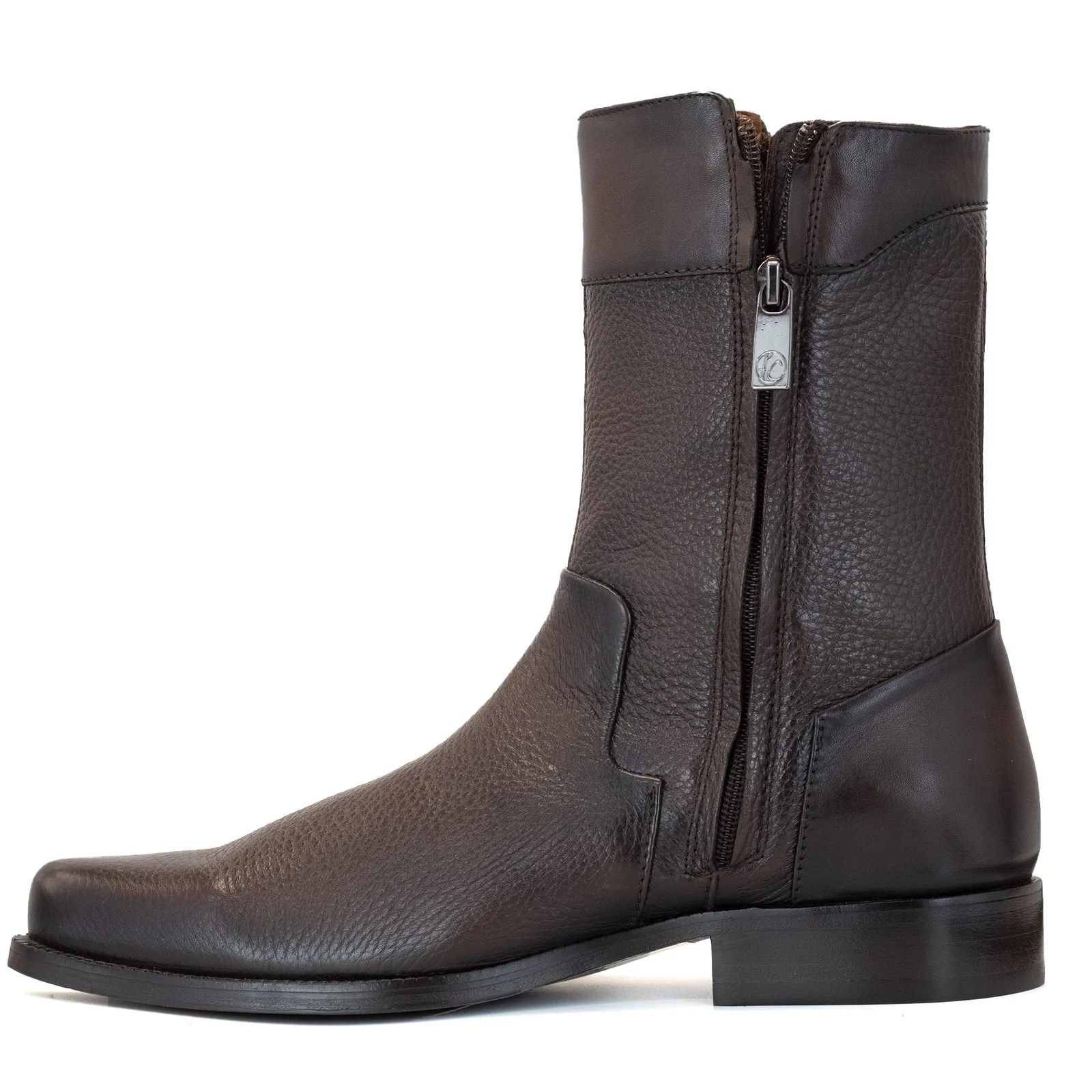 BOTIN CUADRA EN PIEL GENUINA DE VENADO CAFE CLARO