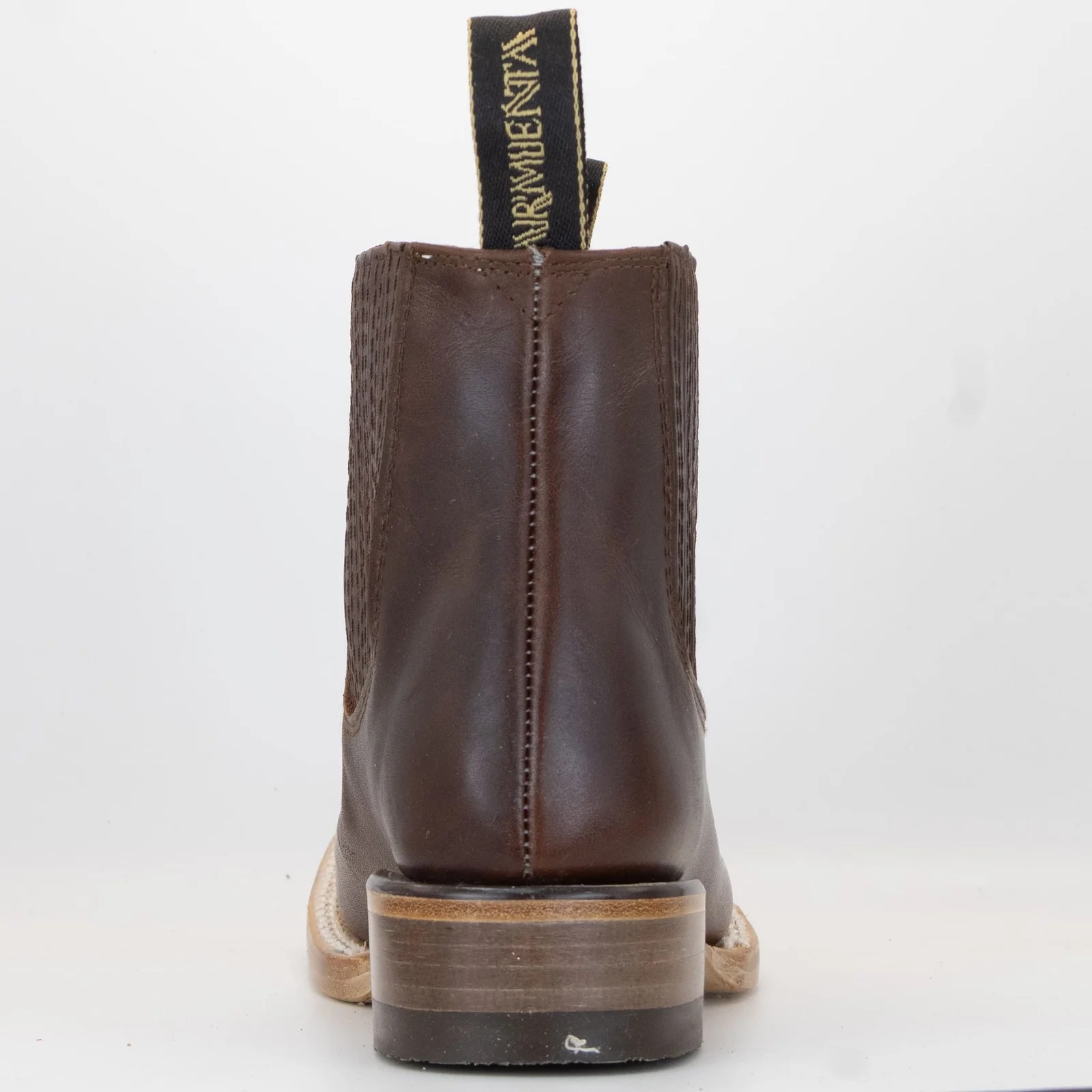 BOTIN ARMENTA CUADRADO CON SUELA DE CUERO ATANADO CAFE