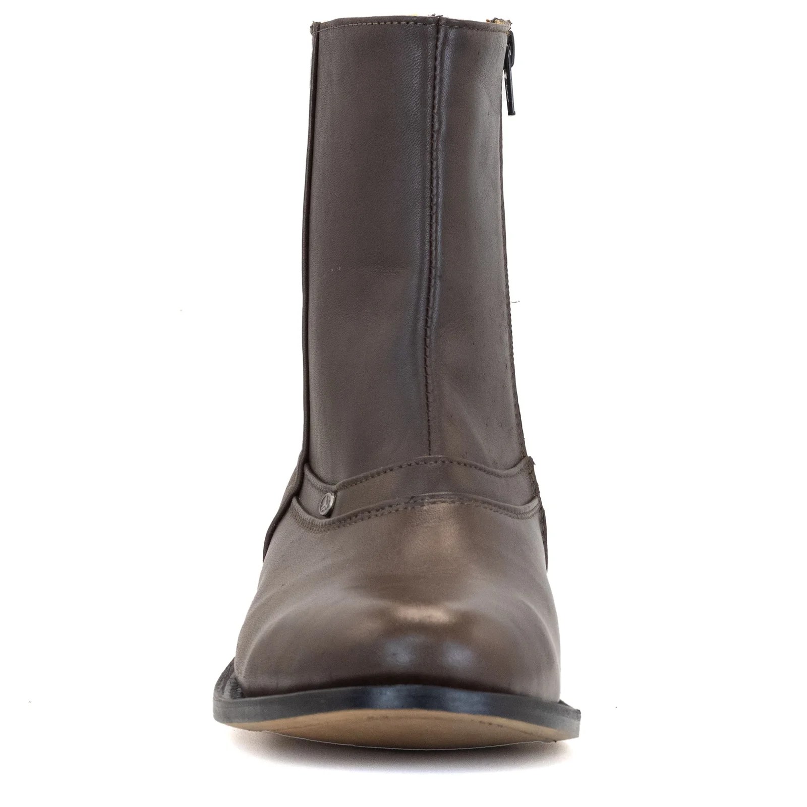 BOTIN ESTRIBO DE PIEL DE RES CON CIERRE CAFE