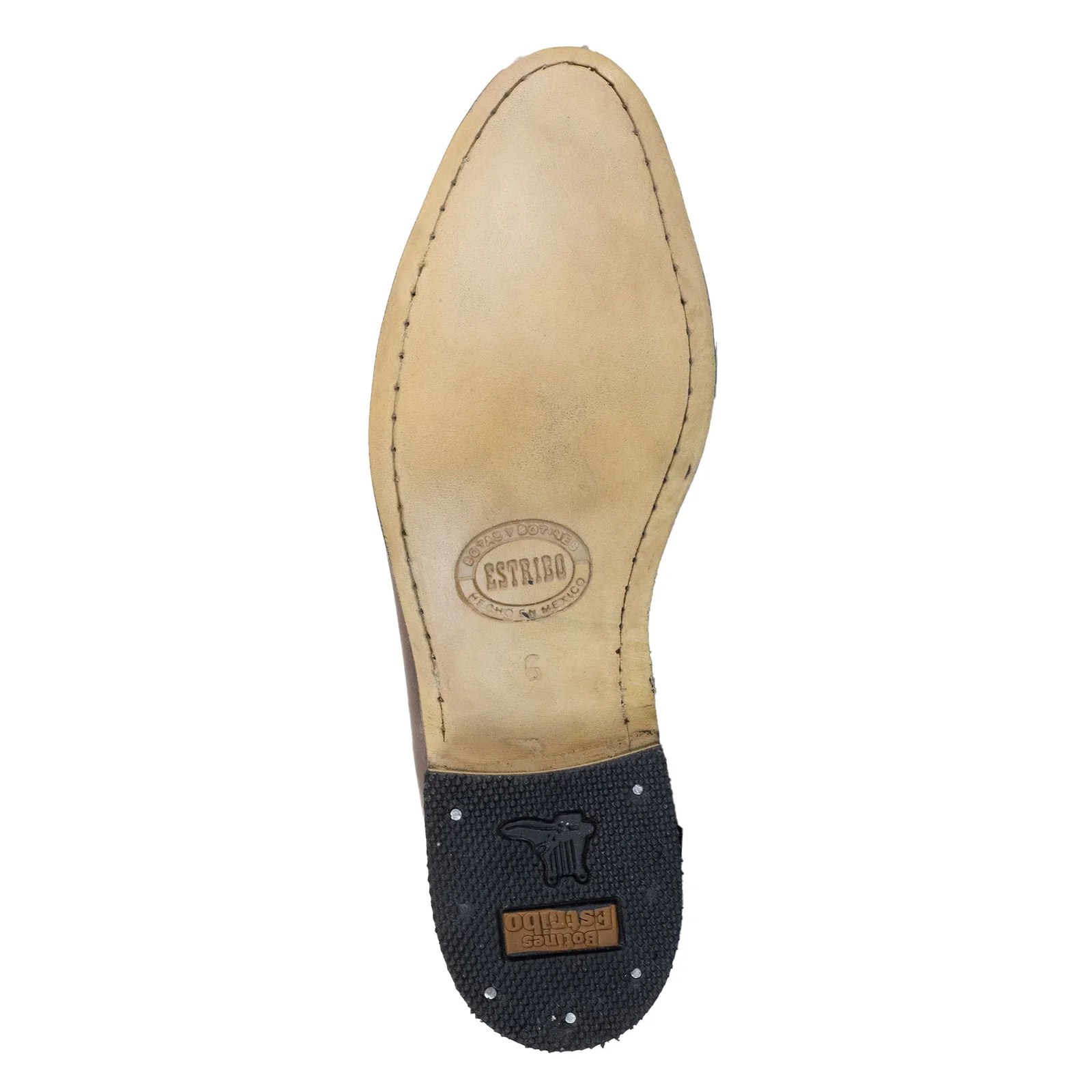 BOTIN ESTRIBO CHARRO SUELA DE CUERO CAFE