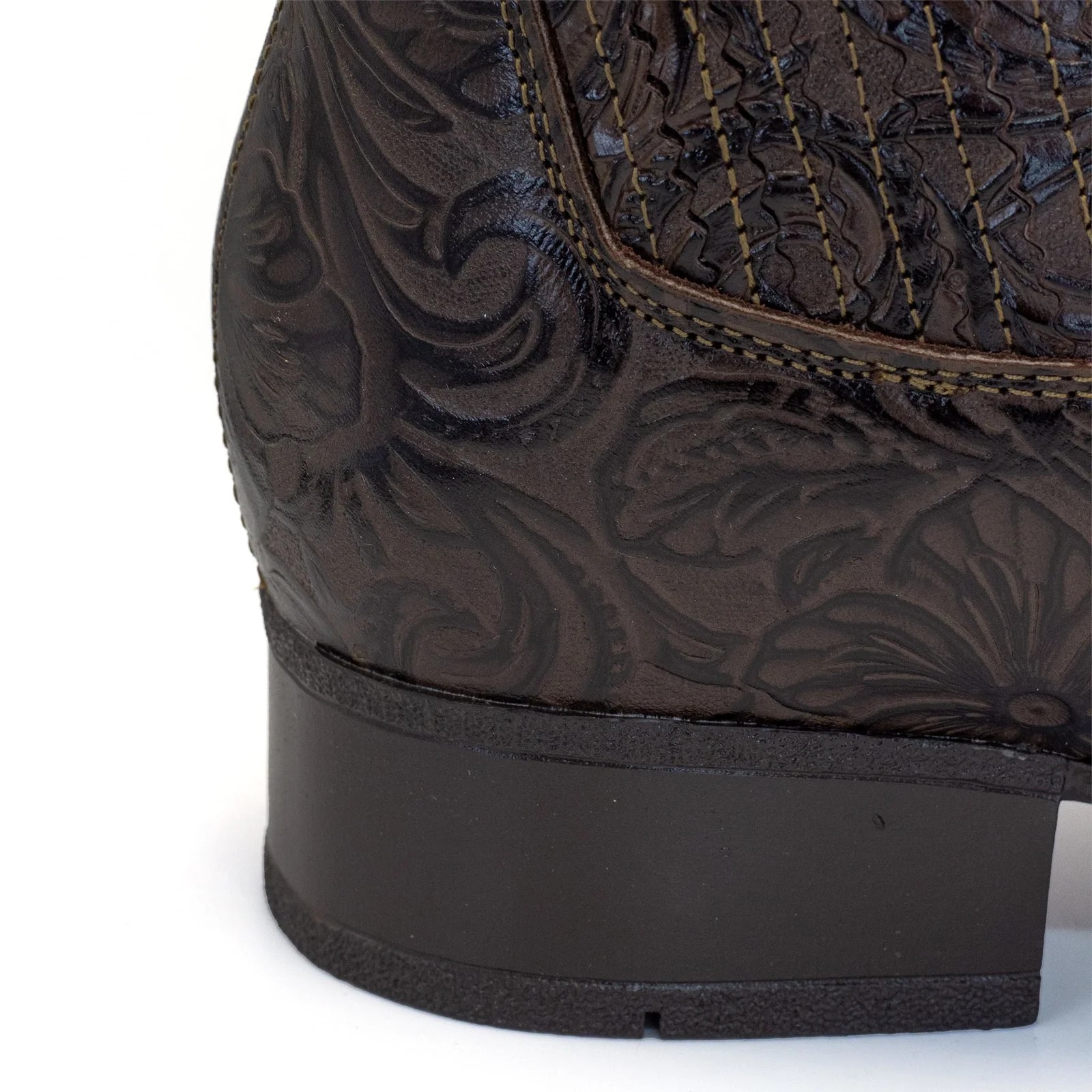 BOTIN EL RANCHERO DE PIEL DE RES CINCELADO CAFE