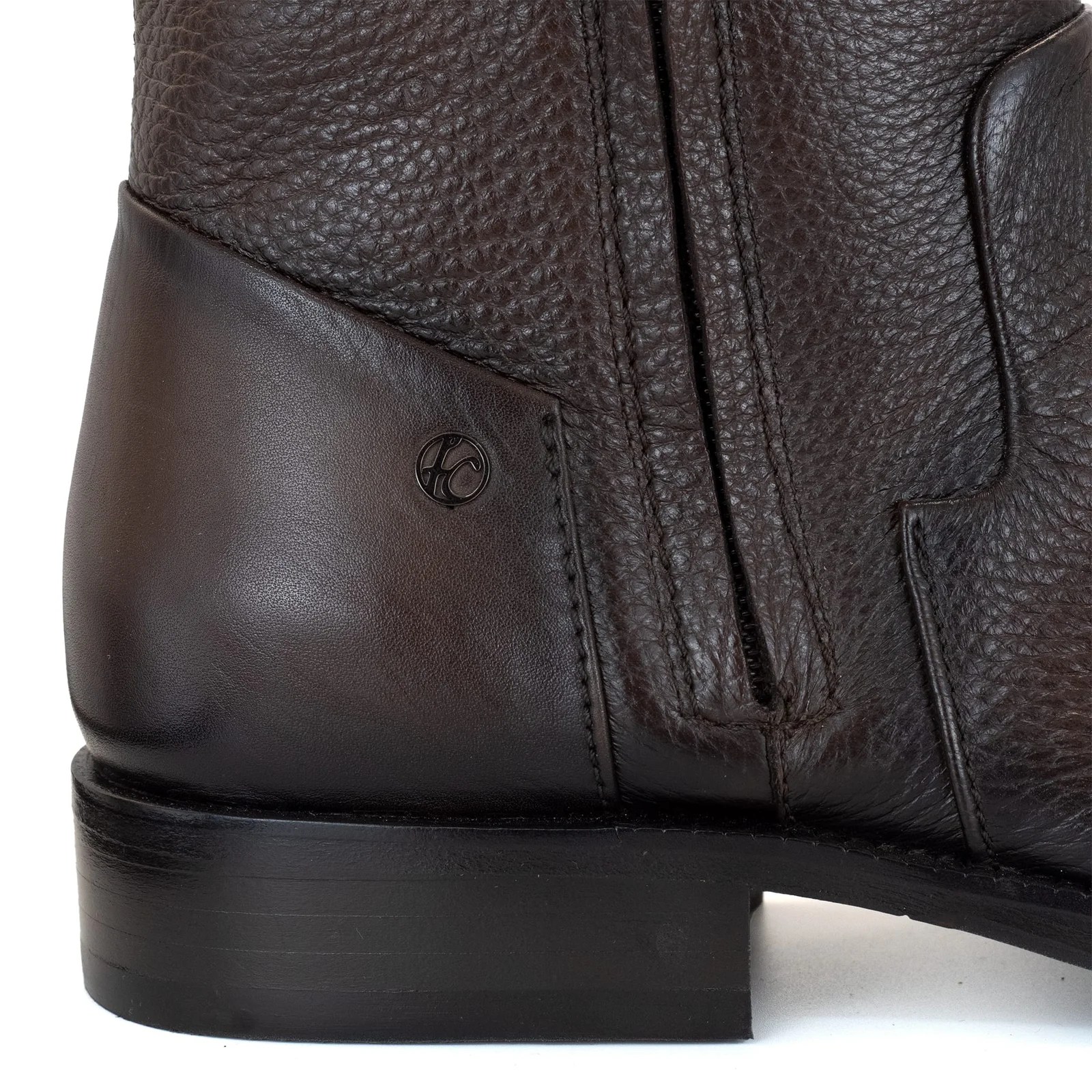 BOTIN CUADRA EN PIEL GENUINA DE VENADO CAFE CLARO