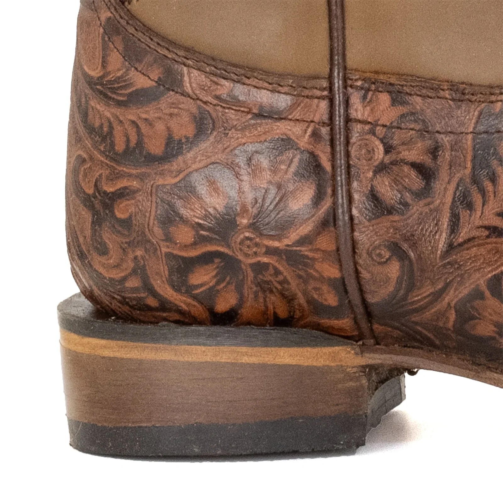 BOTA VAQUERO SM HORMA RODEO EN PIEL GRABADO CINCELADO COÑAC