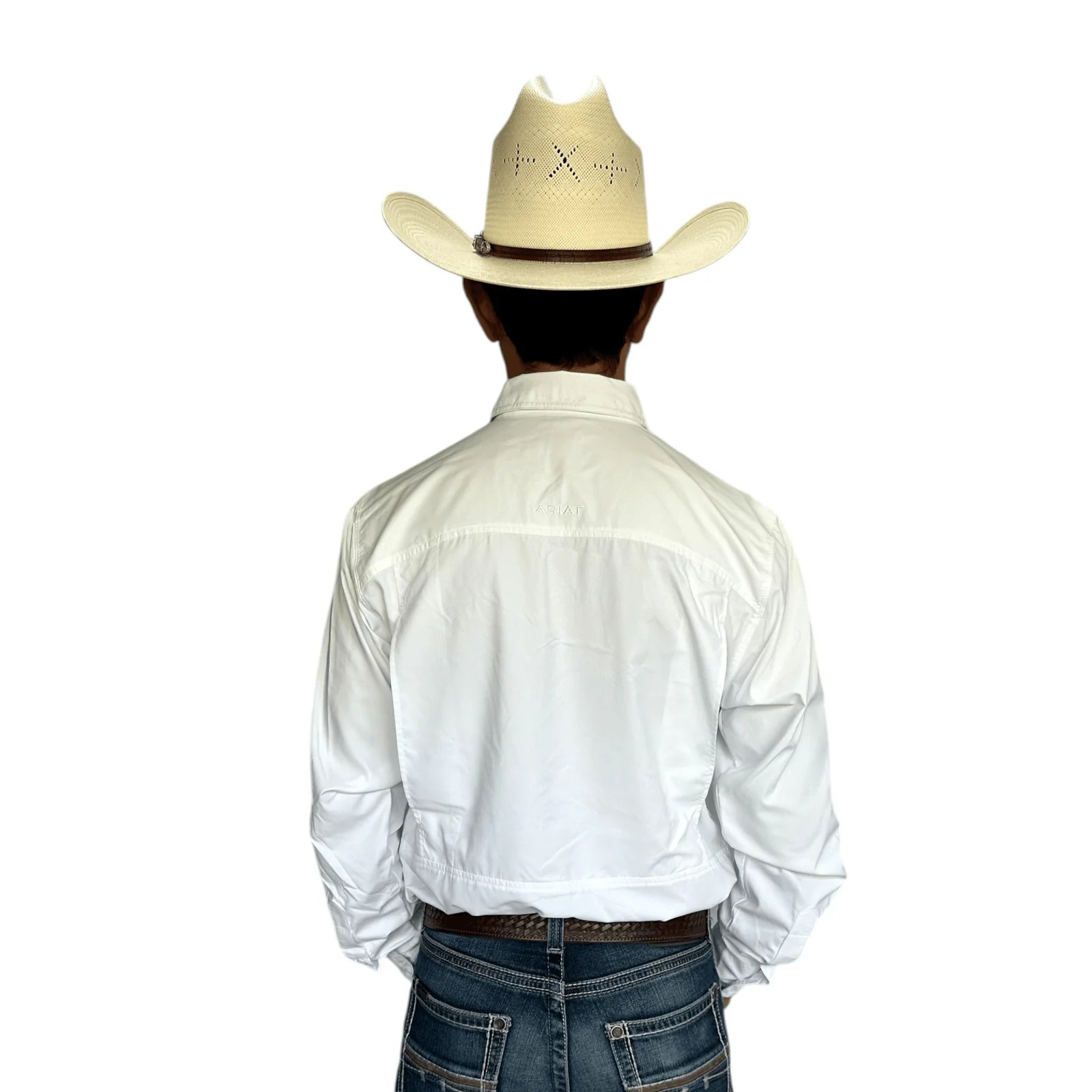CAMISA ARIAT VENTTEK OUTBOUND BLANCO LISO CORTE FITTED