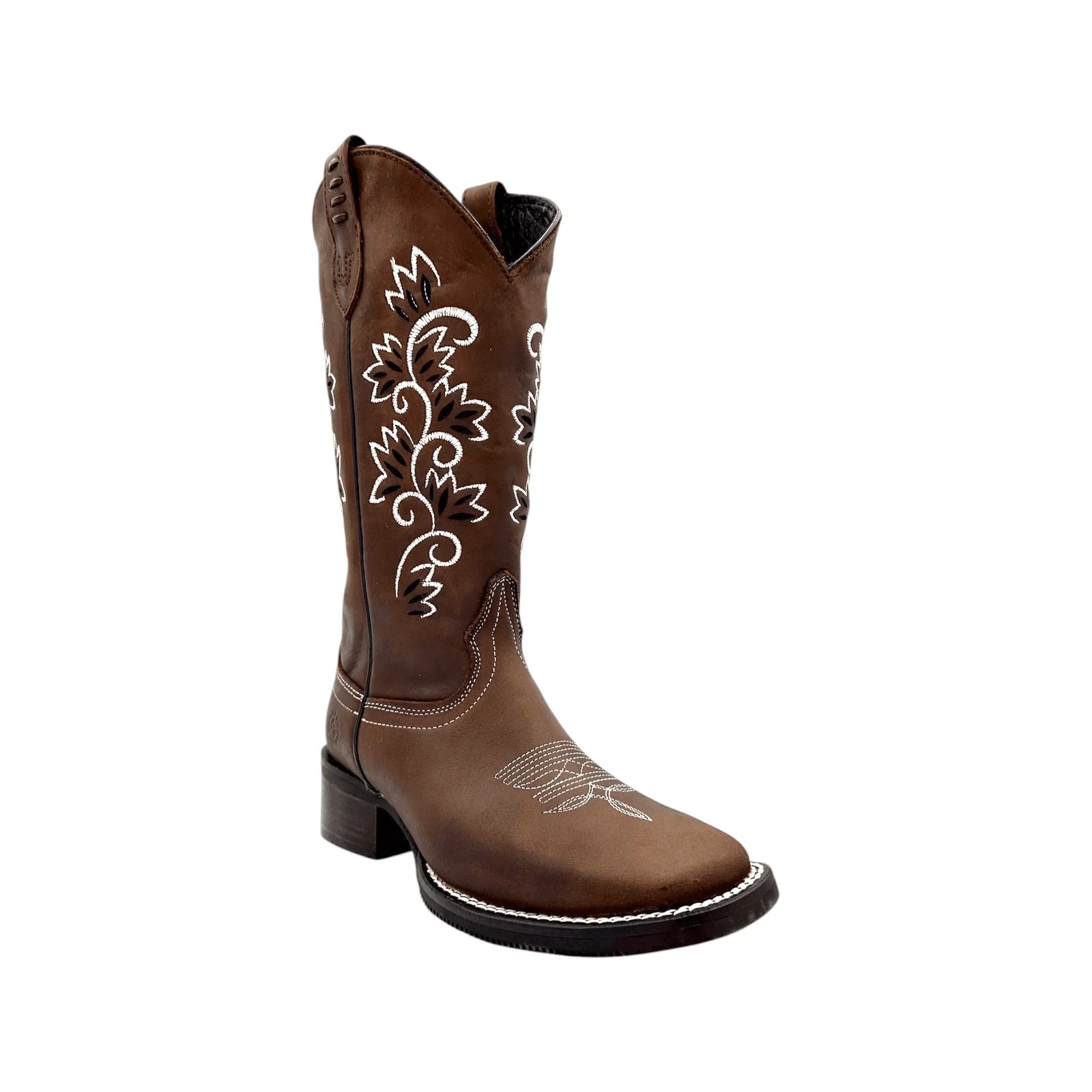 BOTA CABALLO DORADO EN HORMA RODEO EN BORDADO CON LASER CRAZY TANG.