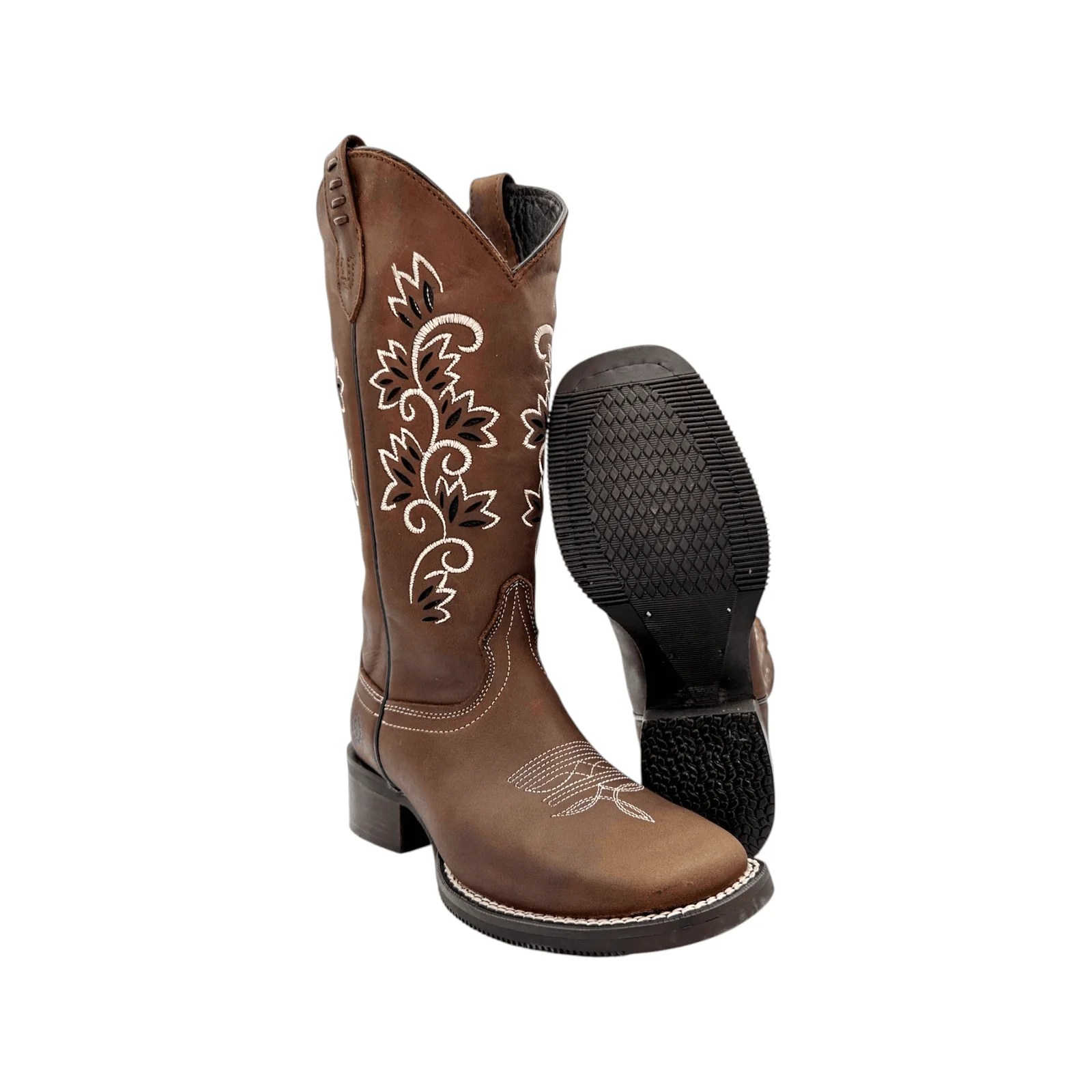 BOTA CABALLO DORADO EN HORMA RODEO EN BORDADO CON LASER CRAZY TANG.