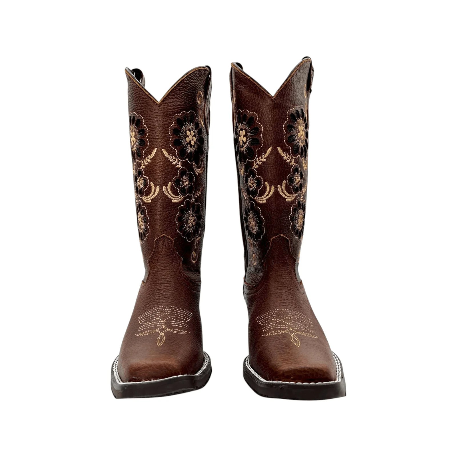 BOTA CABALLO DORADO EN HORMA TROMPA DE PUERCO EN BORDADO LASER CAISON CAFÉ.