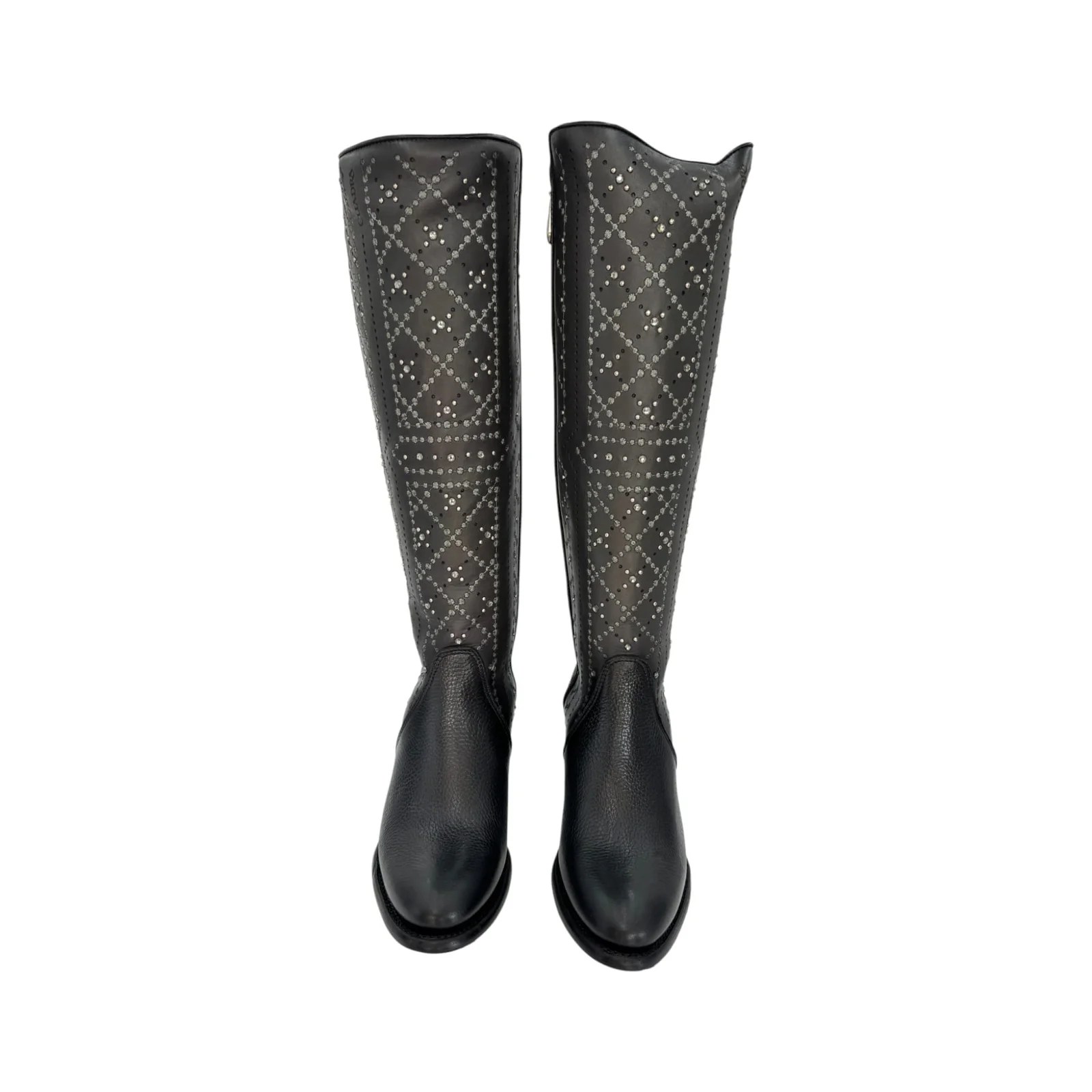 BOTA CUADRA DE DAMA EN PIEL GENUINAD DE RES NEGRO.