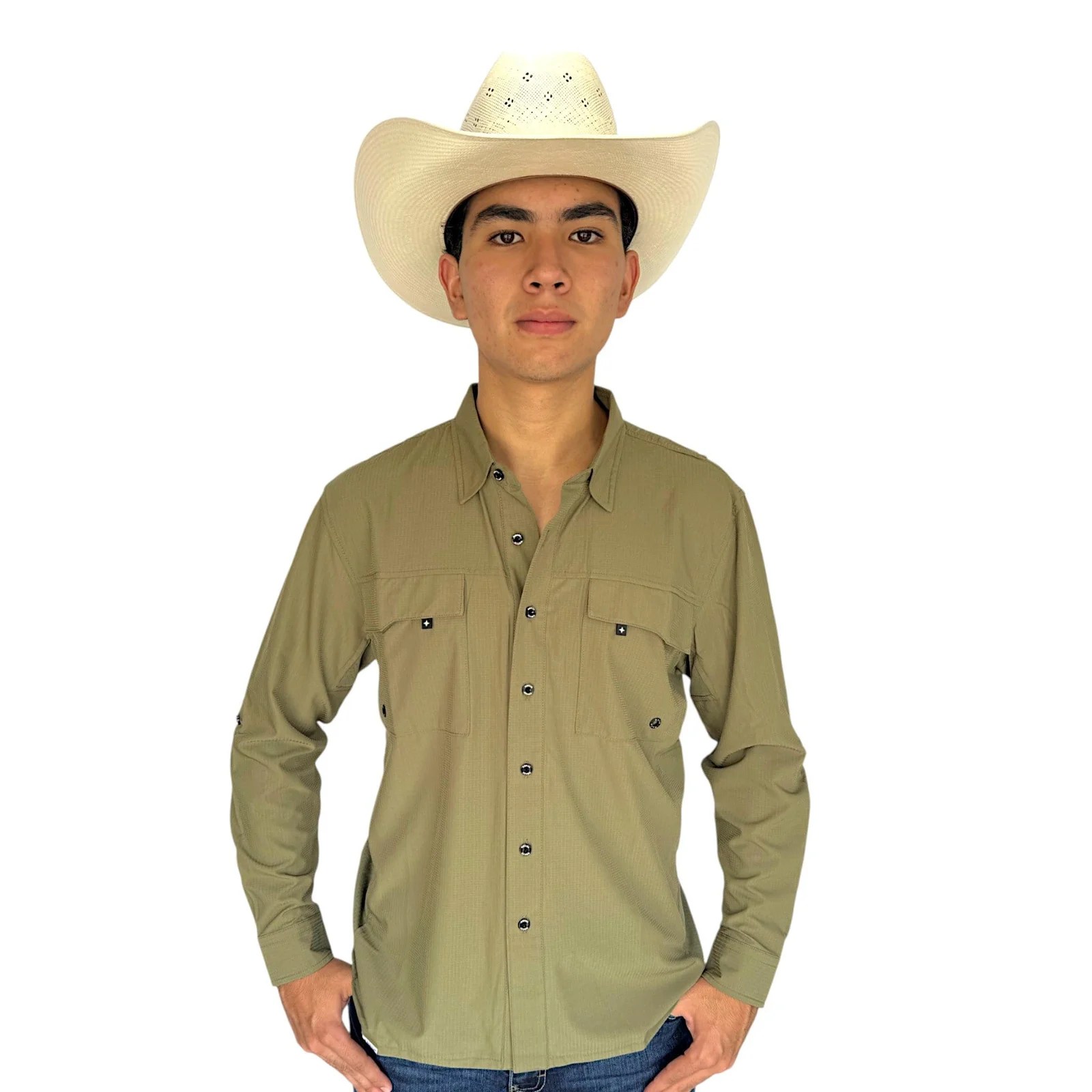 CAMISA MAJA OUTDOOR EQUIPO MANGA LARGA VERDE MUSGO.