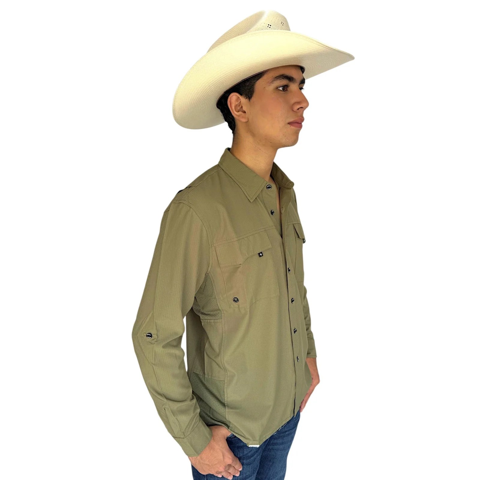 CAMISA MAJA OUTDOOR EQUIPO MANGA LARGA VERDE MUSGO.