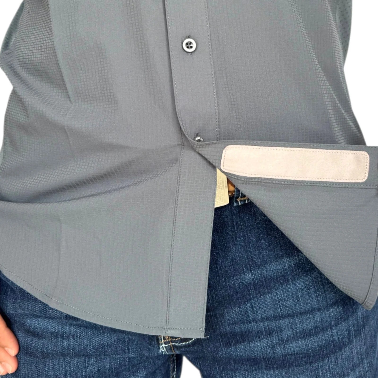 CAMISA MAJA OUTDOOR SIGNATURE MANGA CORTA GRIS OXFORD.