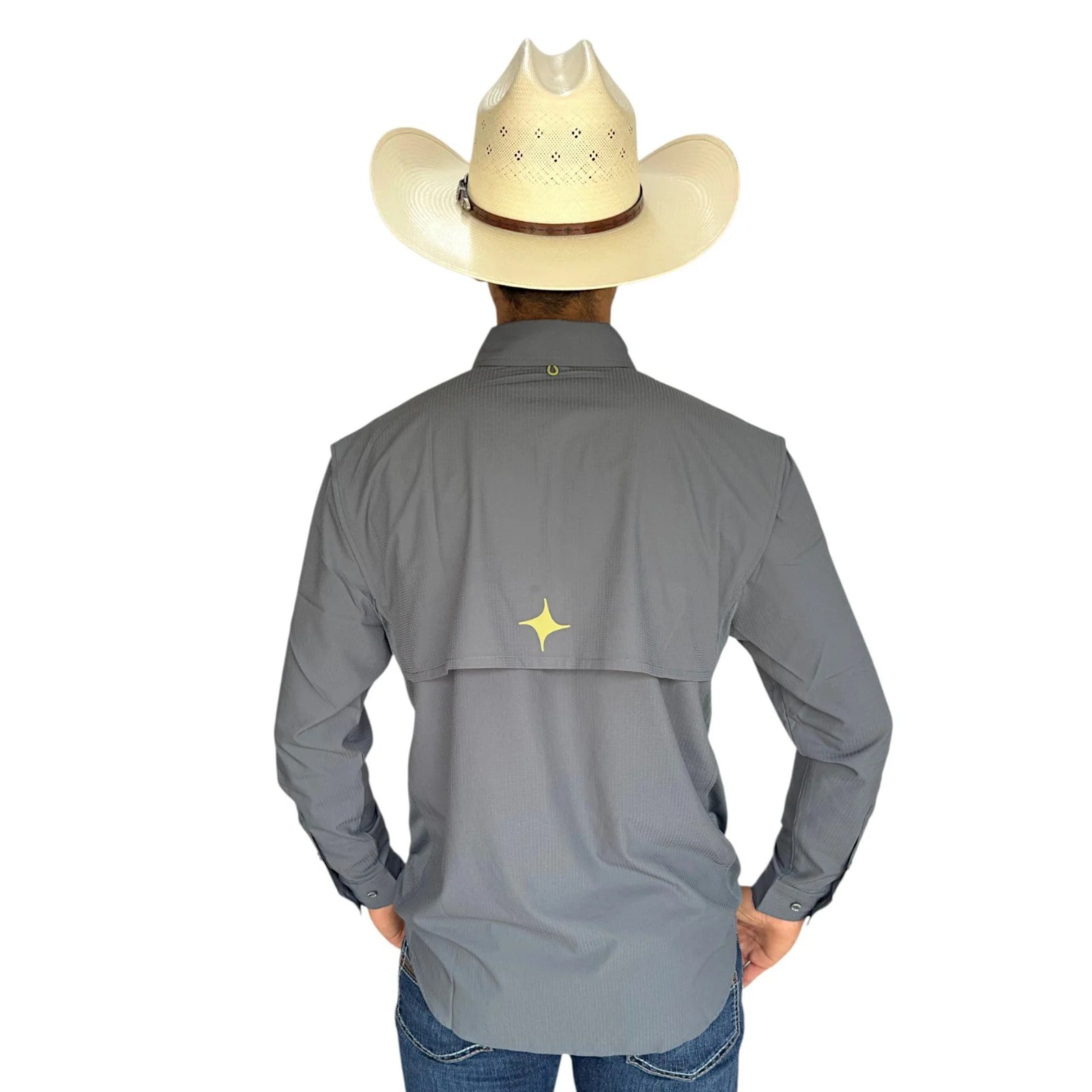 CAMISA MAJA OUTDOOR SIGNATURE MANGA LARGA GRIS AZULADO.