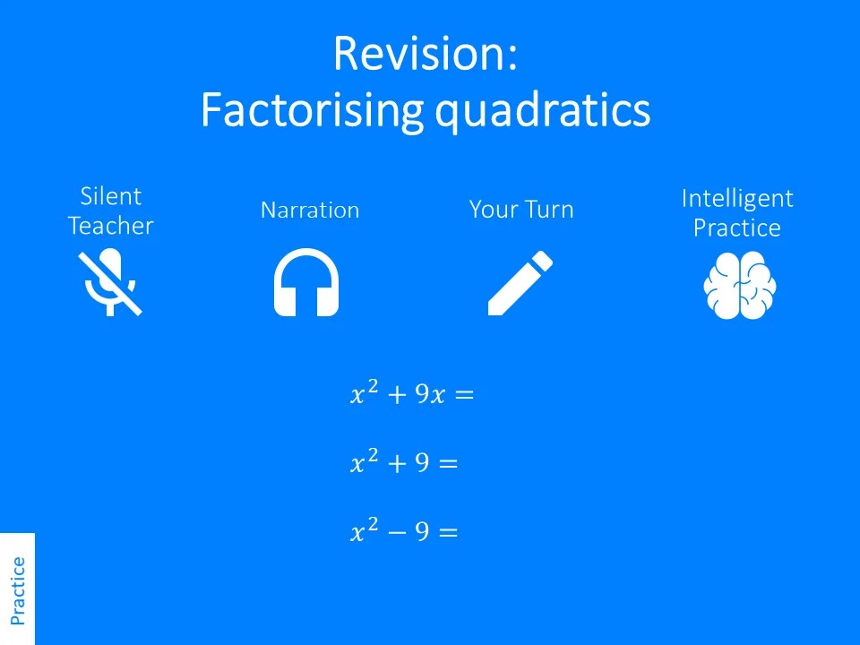 Revision Factorising Quadratics Variation Theory Revision Factorising Quadratics Variation Theory