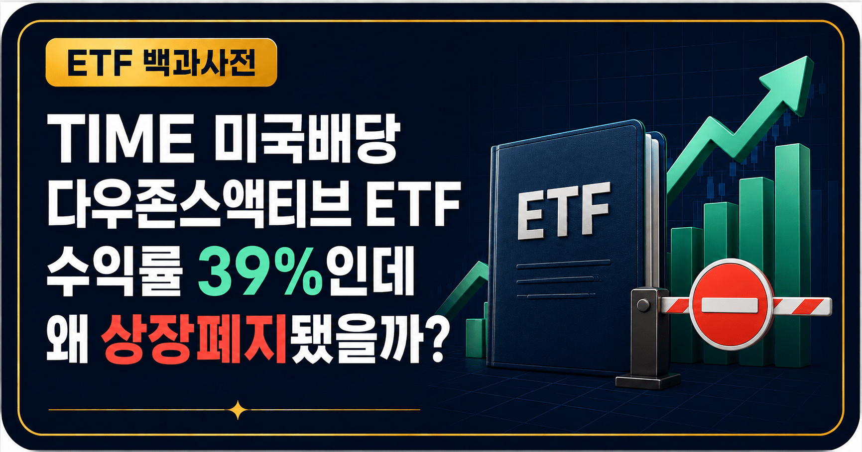 TIME 미국배당다우존스액티브 ETF, 수익률 39%인데 왜 상장폐지됐을까?
