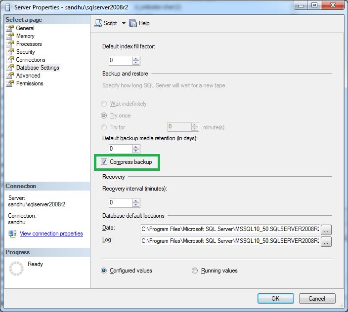 SQL Server 2008 – Database Backup Compression