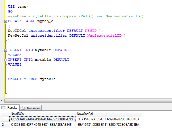 03 SQL Server - NEWID () vs. NEWSEQUENTIALID ()