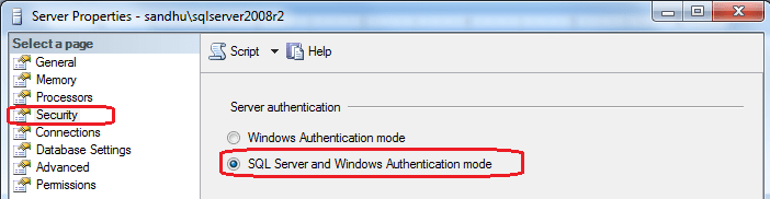  SQL Server - Change the Authentication Mode – Enable sa login