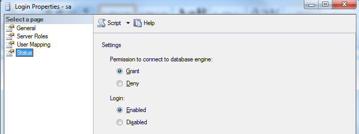SQL Server - Change the Authentication Mode – Enable sa login