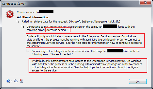 SQL Server – Integration Services – Access is denied - Fix