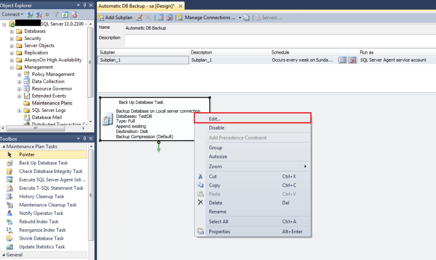 Schedule Automatic Backup in SQL Server 2012 -Part1
