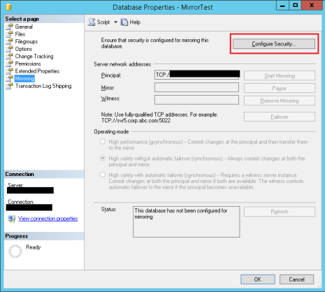 SQL Server - Database Mirroring for Disaster-Recovery Solution