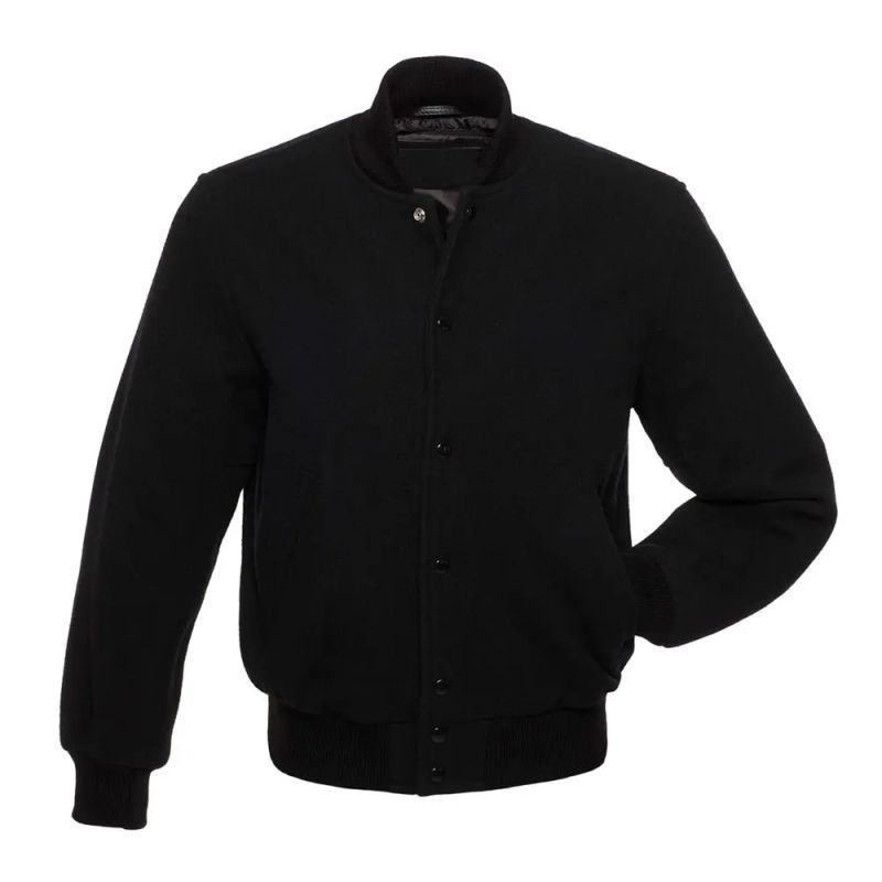 Solid Black Satin Varsity Jacket Vm - Premium Gradient Design Gallery - Mobile