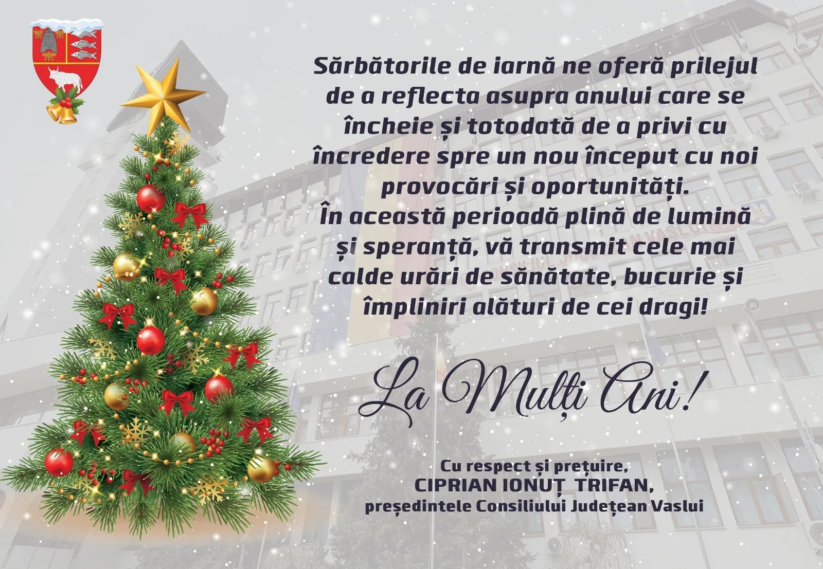 Mesajul de Crăciun al președintelui Consiliului Județean Vaslui, Ciprian Ionuț Trifan