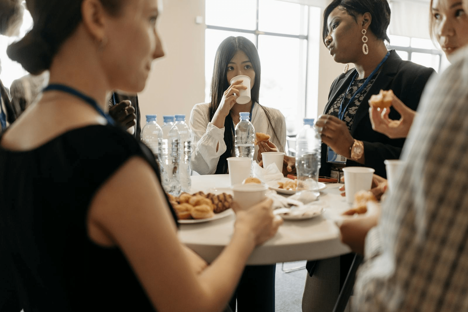 networking over coffee and snacks during a business networking event