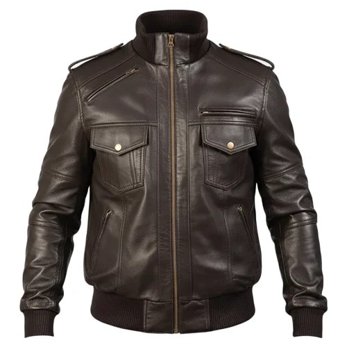 Mens Leather Bomber Jacket