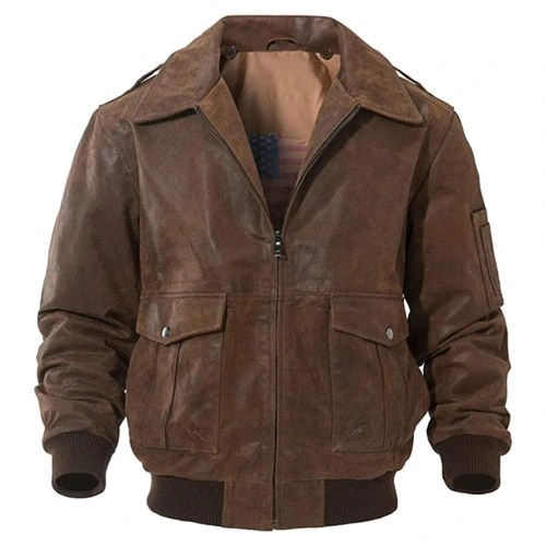 Mens Leather Bomber Jacket