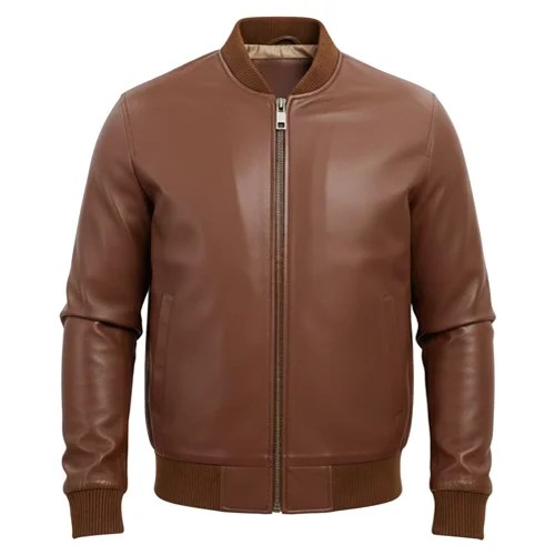 Mens Leather Bomber Jacket Classic MA1 Design