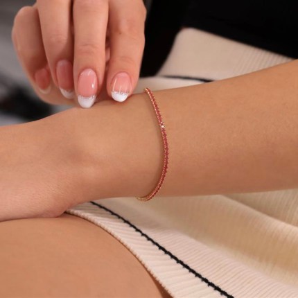Tennis CZ Stone Bracelet, Waterway Pink Stone Bracelet