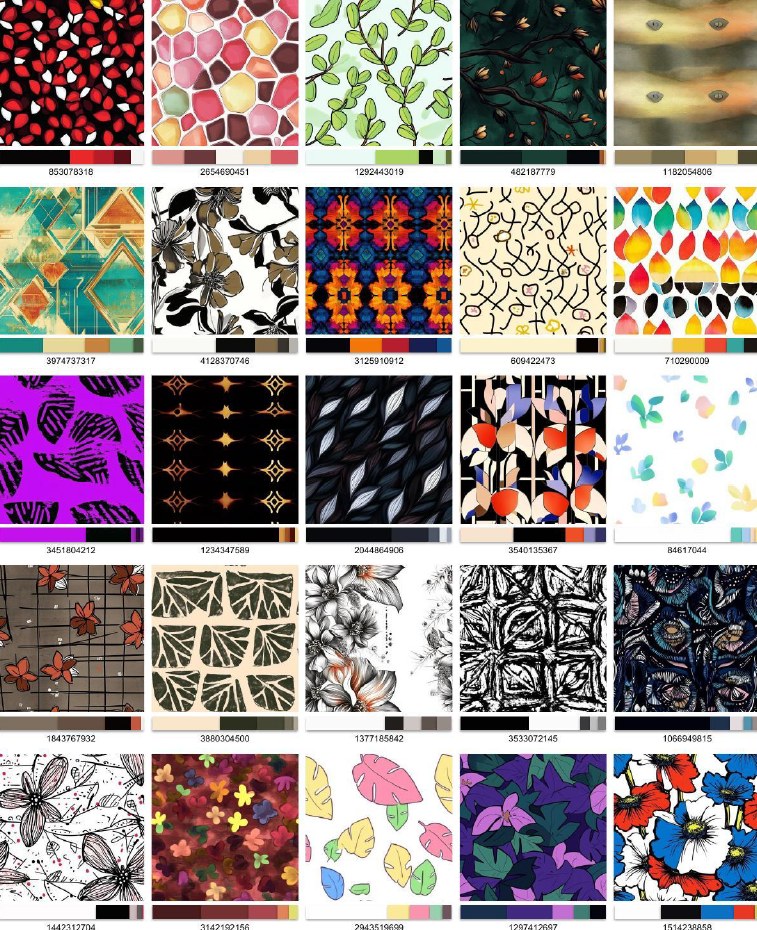 다양한 패턴과 디자인이 포함된 이미지 예시 모음