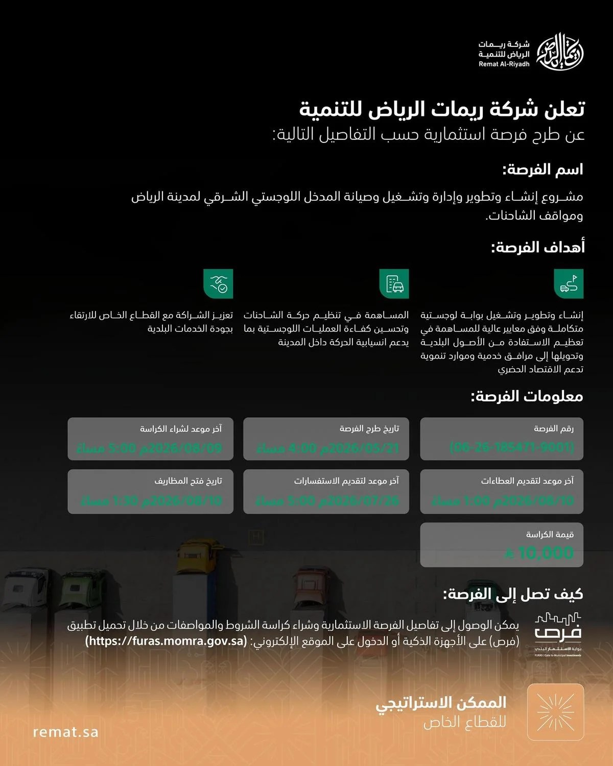 محليات السعودية: “ريمات الرياض” تطرح تطوير المدخل اللوجستي الشرقي لمدينة الرياض ومواقف الشاحنات