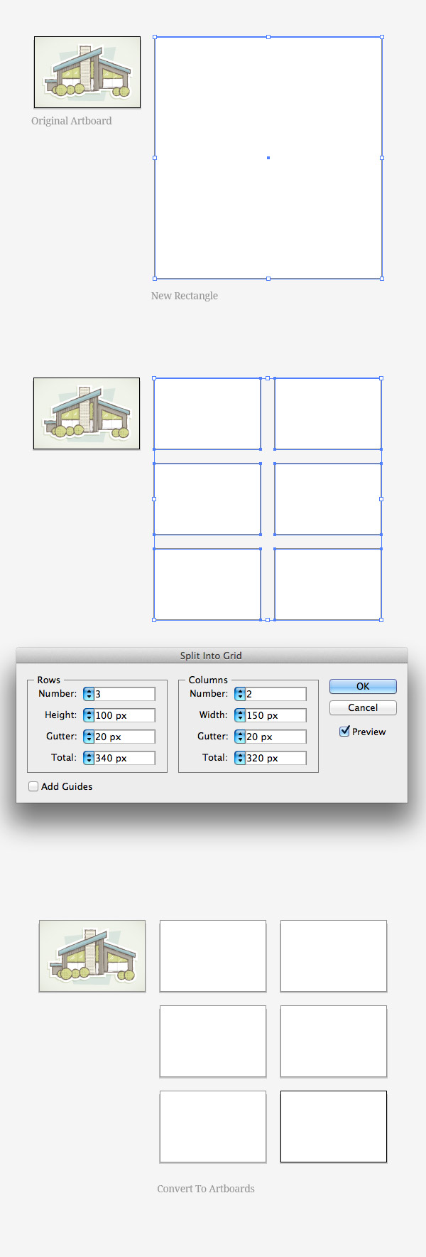 · take two sheet paper of the same size. Split Into Grid Vectips