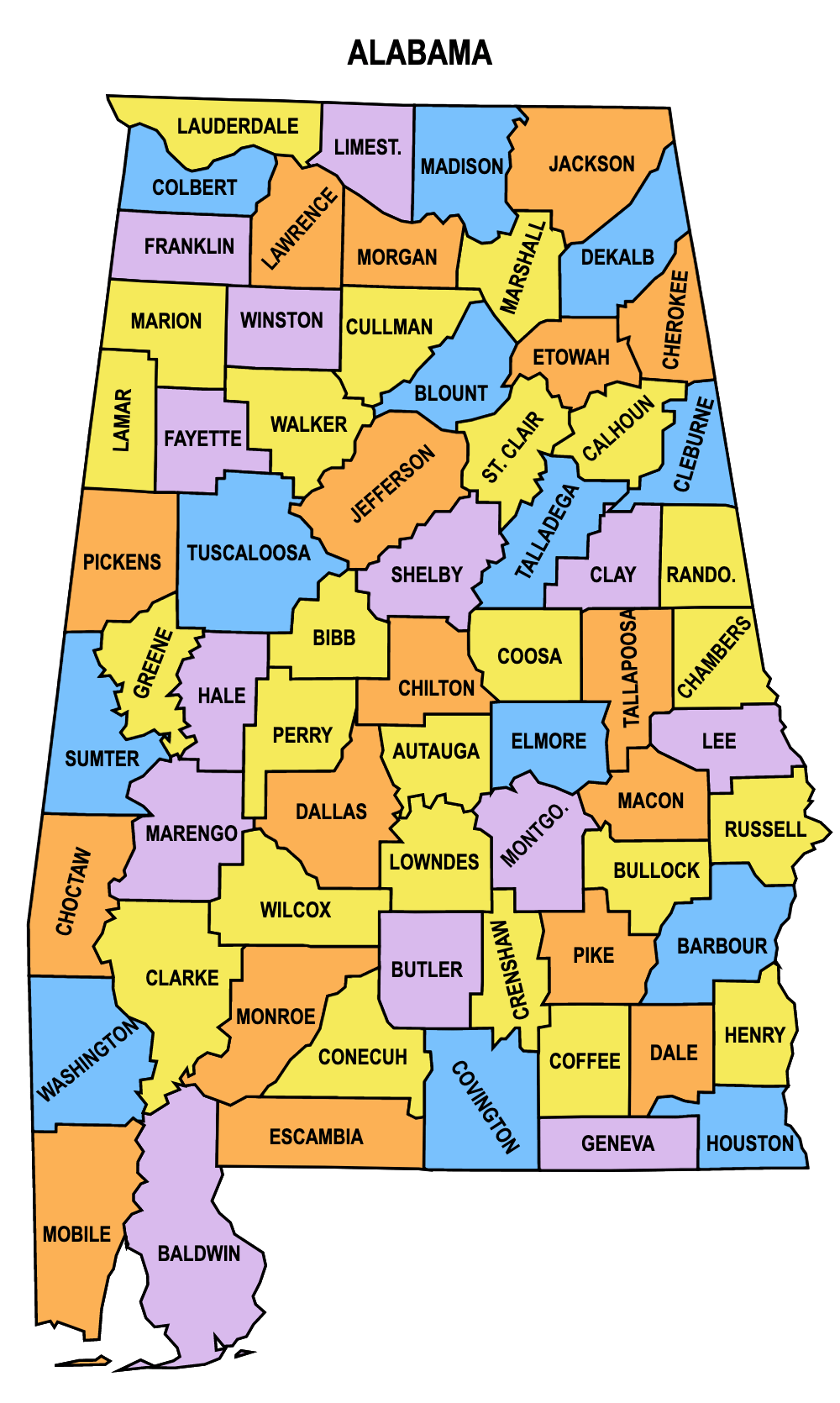 Printable Maps County Map Alabama County Map 
