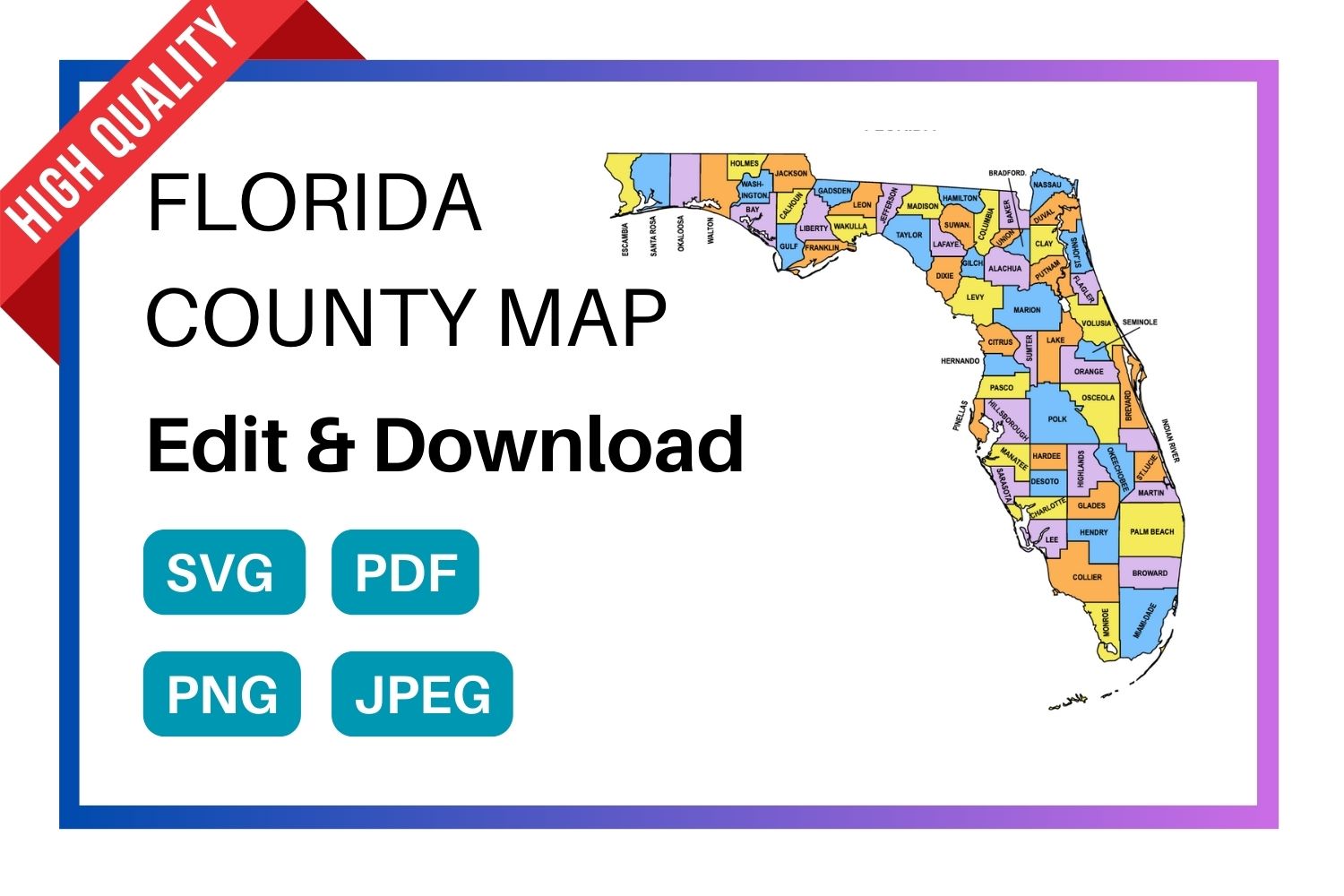 Printable Florida Map With Counties Location Political Borders And Facts Florida County Map 