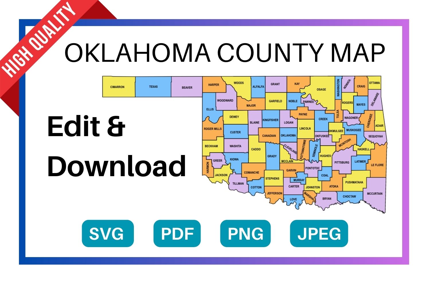 Printable Map Oklahoma Counties Printables Templates Free Oklahoma County Map 
