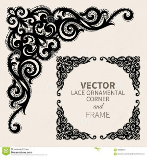 border fancy corner decorative lace frame ornament floral vectorified