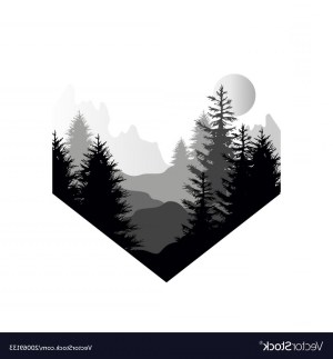 tree line silhouette mountain vectorified