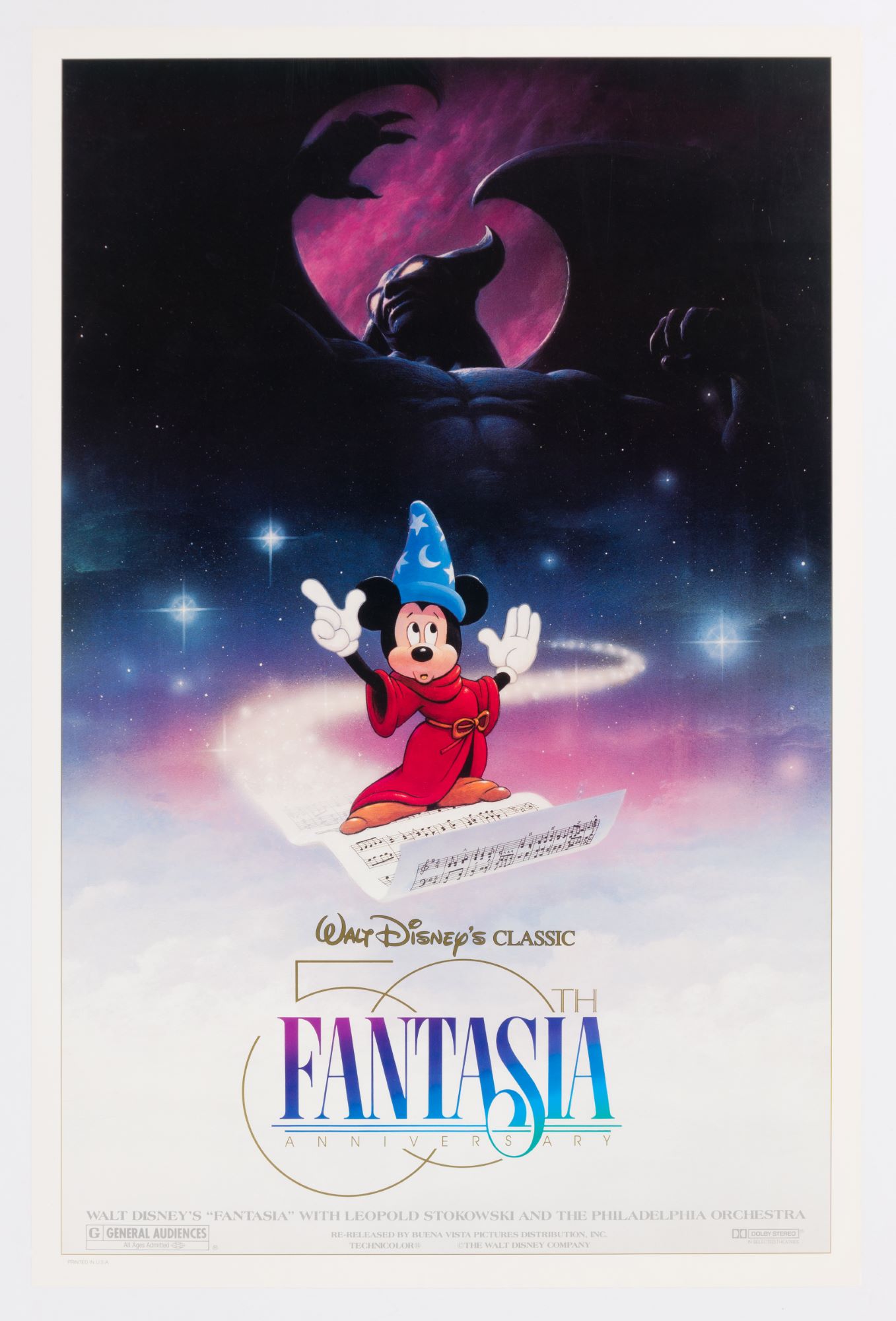 Fantasia 50th anniversary sorcerer mickey promotional one sheet poster