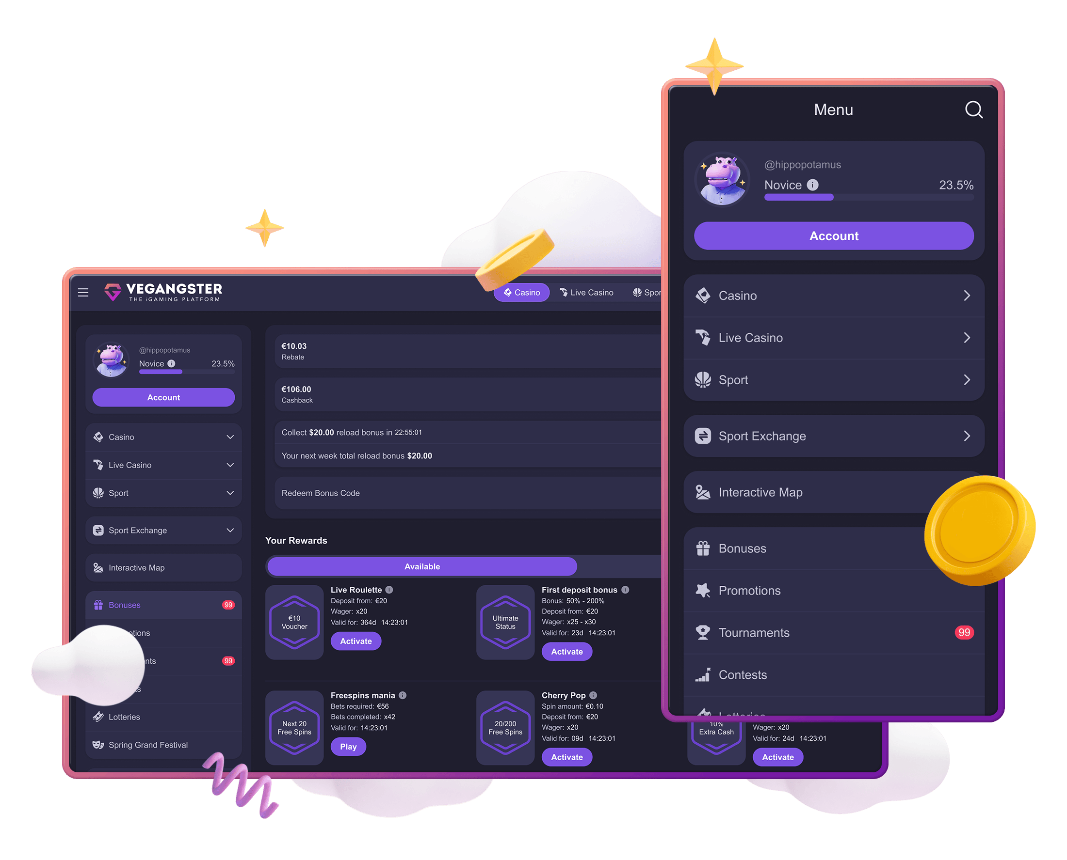 Content Management System - bonus module screen - Vegangster