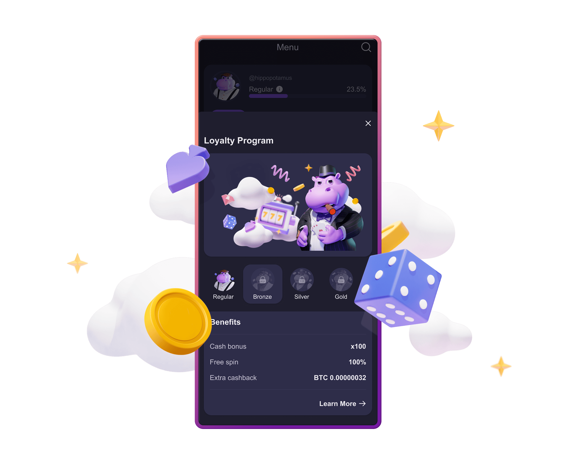 Promotional Tools - loyalty program screen - Vegangster