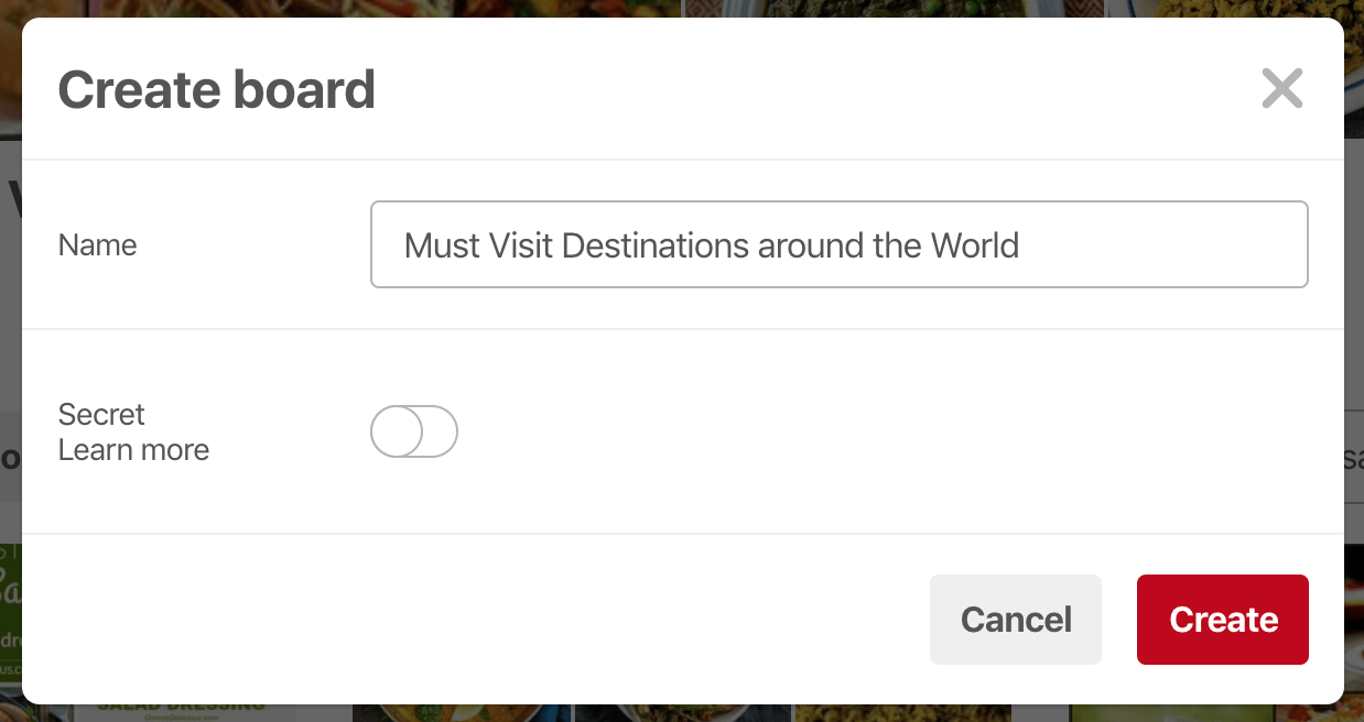 Pinterest Create Board