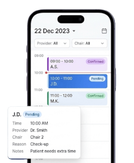 Mobile dental schedule interface