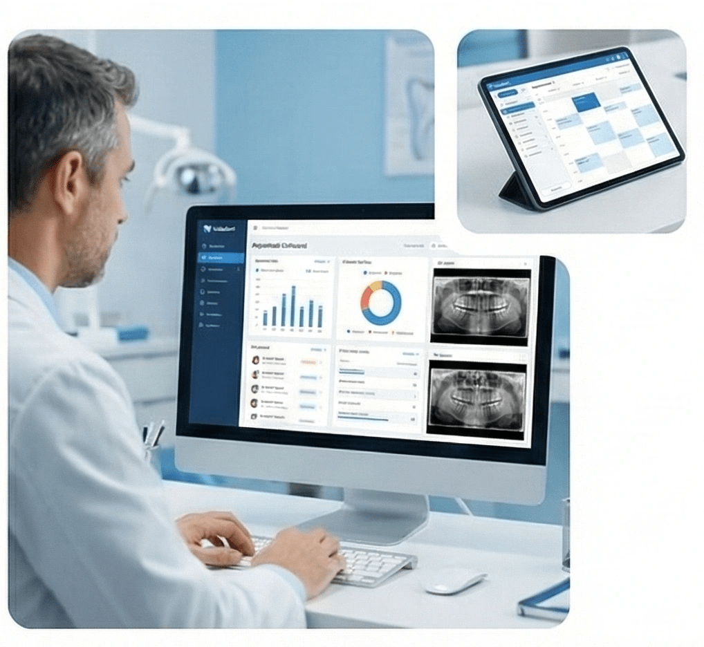 Doctor reviewing patient data on desktop